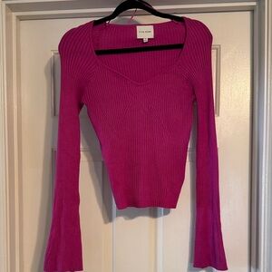 Pink Rose Fuchsia Ribbed Knit Top